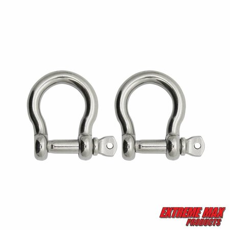 EXTREME MAX Extreme Max 3006.8309.2 BoatTector Stainless Steel Bow Shackle - 1", 2-Pack 3006.8309.2